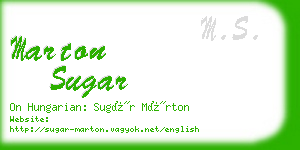 marton sugar business card